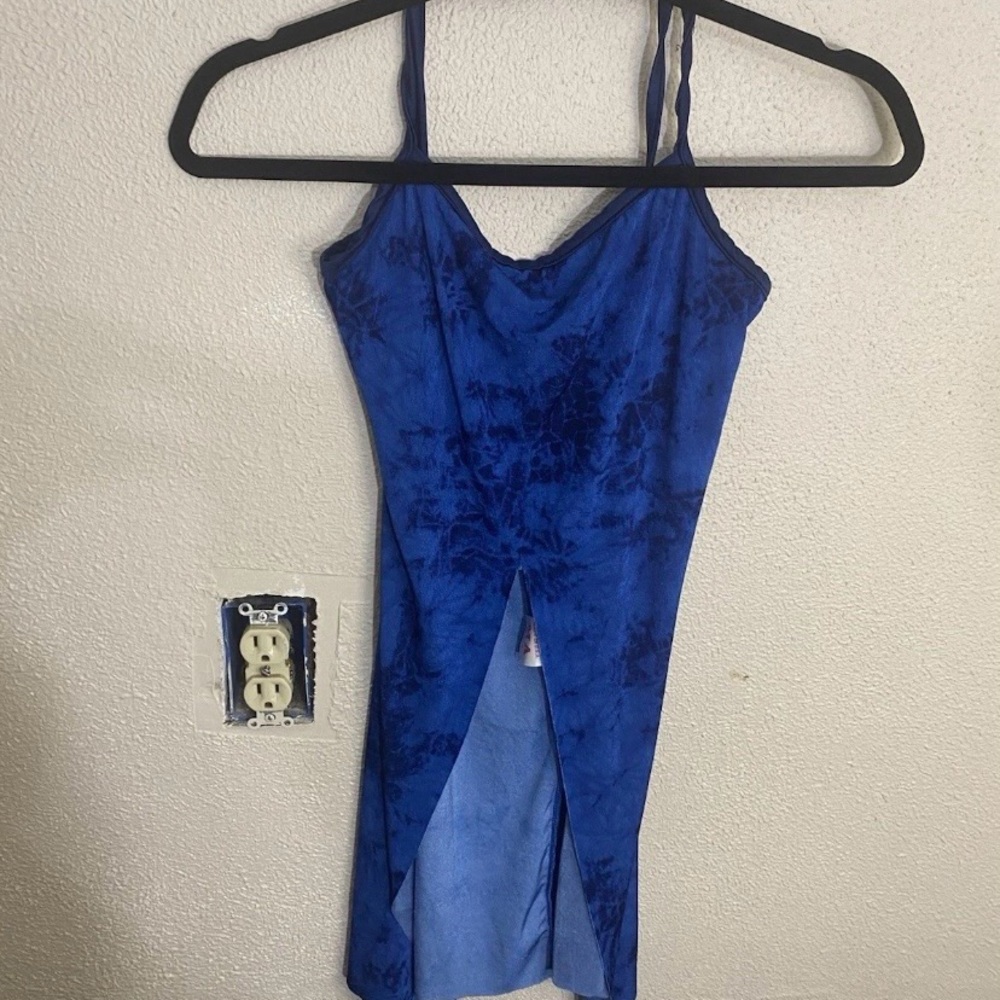 Dansco Blue Tie-Dye Dance Costume Leotard Tank Top Made In USA Adult MA - Picture 7 of 7